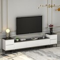 Comoda TV, Inarch, Imaj, 180x45 cm, PAL, Alb / Negru / Auriu