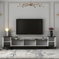 Comoda TV, Inarch, Imaj, 180x45 cm, PAL, Alb / Negru / Auriu