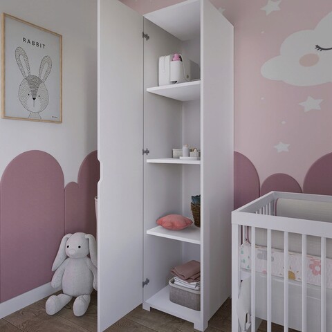 Dulap pentru haine, Miwood, Duru 1600-042, 40x183x4553 cm, PAL, Alb mat