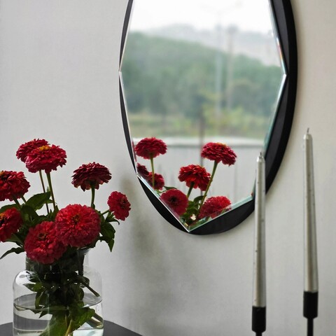 Oglinda decorativa, Neostill, Stella, 60x60 cm, PAL, Negru