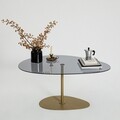Masuta de cafea, Neostill, Porto, 90x40x60 cm, Sticla temperata, Gri inchis/Auriu