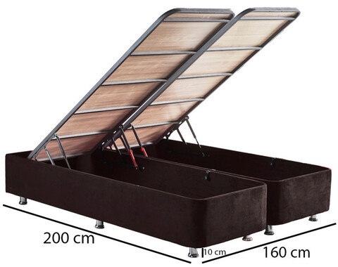 Baza pat dublu și tăblie, Niron, Ela Double, 160x38x200 cm, Cadru: OȚEL, Negru