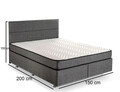 Saltea dubla, Base & Headboard, Niron, Argintiu, 150x38x200 cm, Cadru: OȚEL, Gri