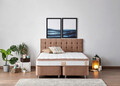 Saltea dubla, Base & Headboard, Niron, Latte, 180x38x200 cm, Cadru: OȚEL, Maro deschis