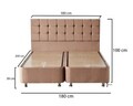 Saltea dubla, Base & Headboard, Niron, Helen, 180x38x200 cm, Cadru: OȚEL, Maro deschis