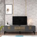 Comoda TV, Olivia, Luna, 180x44.6x29.6 cm, PAL , Antracit / Nuc