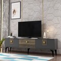 Comoda TV, Olivia, Luna, 180x44.6x29.6 cm, PAL , Antracit / Nuc
