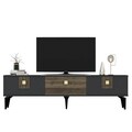 Comoda TV, Olivia, Luna, 180x44.6x29.6 cm, PAL , Antracit / Nuc