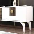 Comoda TV, Olivia, Luna, 180x44.6x29.6 cm, PAL , Alb/Maro