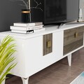 Comoda TV, Olivia, Luna, 180x44.6x29.6 cm, PAL , Alb/Maro