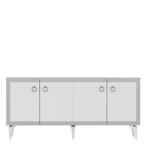 Consola, Olivia, Ponny, 150x40x79 cm, PAL , Alb / Argintiu