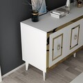 Consola, Olivia, Karya, 150x40x79 cm, PAL , Alb/Auriu