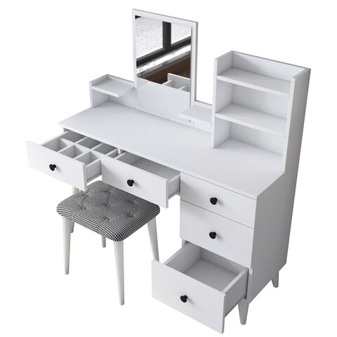 Masa de machiaj, Rani, BJ101, 125x93 cm, PAL, Alb