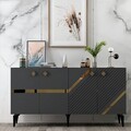Consola, Olivia, Iris, 150x40x79 cm, PAL , Antracit / Aur