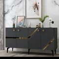 Consola, Olivia, Iris, 150x40x79 cm, PAL , Antracit / Aur