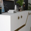 Consola, Olivia, Iris, 150x40x79 cm, PAL , Alb/Auriu