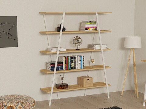Set birou si biblioteca, Puqa Design, Dobra, 120x75x51 cm, PAL, Safir / Alb