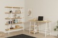 Set birou si biblioteca, Puqa Design, Dobra, 120x75x51 cm, PAL, Safir / Alb