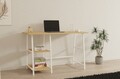 Set birou si biblioteca, Puqa Design, Dobra, 120x75x51 cm, PAL, Safir / Alb