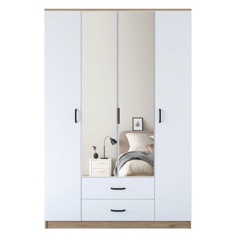 Dulap pentru haine, Rani, BA131, 210x210x51 cm, PAL, Nuc/Alb