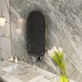 Oglinda decorativa, Siam, Riors, 45x85x2 cm, MDF , Gri inchis/Auriu