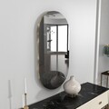 Oglinda decorativa, Siam, Riors, 45x85x2 cm, MDF , Gri inchis/Auriu