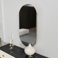 Oglinda decorativa, Siam, Riors, 45x85x2 cm, MDF , Gri inchis/Auriu