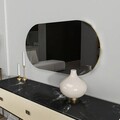 Oglinda decorativa, Siam, Riors, 45x85x2 cm, MDF , Gri inchis/Auriu