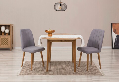 Set masa extensibila si scaune, 3 piese, Hanah Home, Vina 0701, Pin Atlantic / Gri