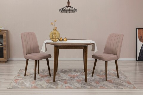 Set masa extensibila si scaune, 3 piese, Hanah Home, Vina 0900, Nuc / Piatra