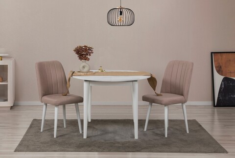 Set masa extensibila si scaune, 3 piese, Hanah Home, Vina 0900, Alb / Piatra