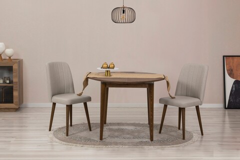 Set masa extensibila si scaune, 3 piese, Hanah Home, Vina 1005 3, Alb / Crem