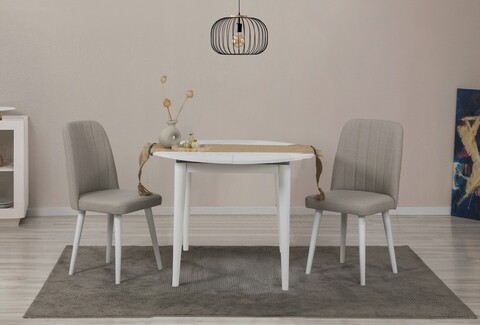 Set masa extensibila si scaune, 3 piese, Hanah Home, Vina 1005 3 v2, Alb / Crem