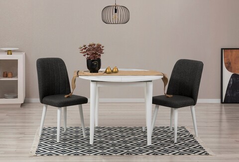 Set masa extensibila si scaune, 3 piese, Hanah Home, Vina 1053, Alb / Antracit