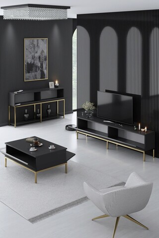 Set mobilier living, Bexley, Lord, PAL, Antracit / Aur