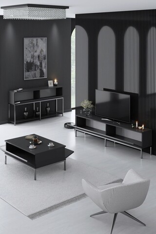 Set mobilier living, Bexley, Lord, PAL, Antracit / Argintiu