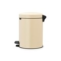 Cos de gunoi cu pedala, Brabantia, Icon Almond, 5 L, inox, crem