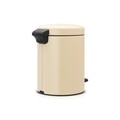 Cos de gunoi cu pedala, Brabantia, Icon Almond, 5 L, inox, crem