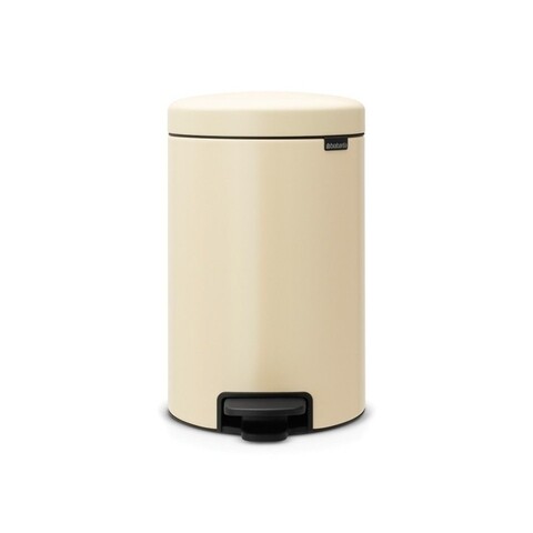 Cos de gunoi cu pedala, Brabantia, Icon Almond, 12 L, inox, crem