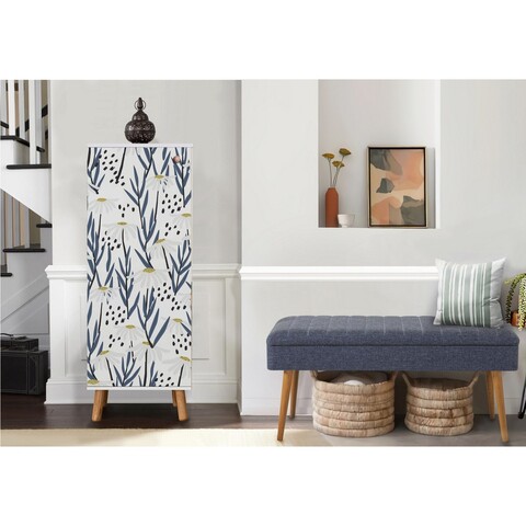 Set de mobilier pentru hol, Hanah Home, Vegas White, Alb/Albastru inchis