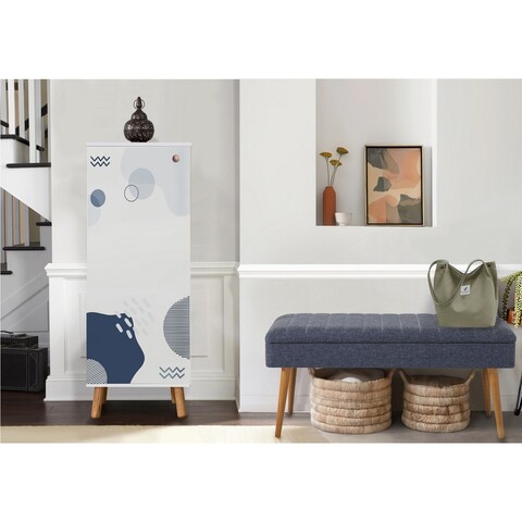 Set de mobilier pentru hol, Hanah Home, Vegas White, Alb/Albastru inchis