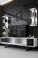 Set mobilier living, Bexley, Black Line Set, PAL, Alb/Negru