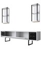 Set mobilier living, Bexley, Black Line Set, PAL, Alb/Negru