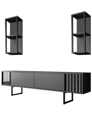 Set mobilier living, Bexley, Chrome Line Set, PAL, Antracit / Negru