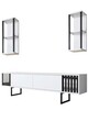 Set mobilier living, Bexley, Chrome Line Set, PAL, Alb/Negru