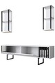 Set mobilier living, Bexley, Chrome Line Set, PAL, Alb/Negru