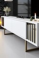 Set mobilier living, Bexley, Gold Line, PAL, Alb/Auriu