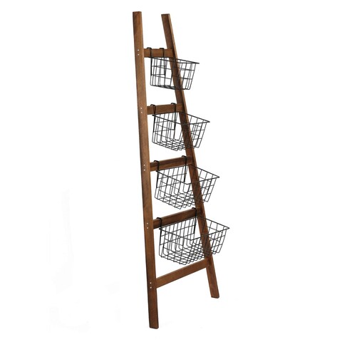 Suport coș pentru raft, Puqa Design, Miles, 145x60x22 cm, PAL, Stejar / Negru