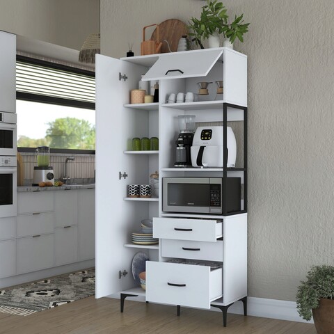 Dulap multifunctional, Rani, JE112, 90x198 cm, PAL, Alb