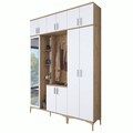 Cuier de perete, Rani, EA121, 180x240x37 cm, PAL, Nuc/Alb